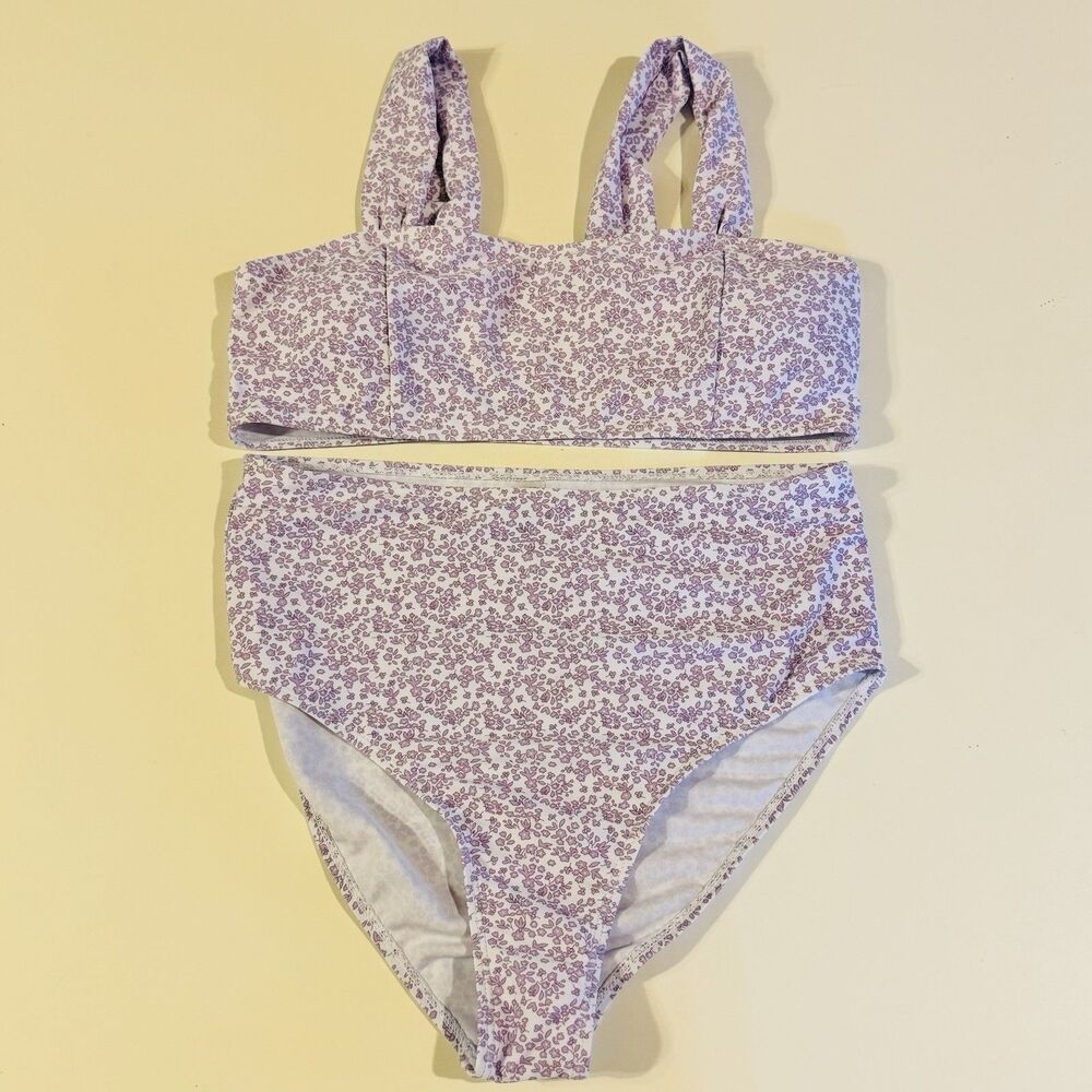 Shein Women's 2 Piece Bikini Set Ditsy Floral Print High Cut Swim Suit Beachwear